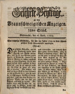 Braunschweigische Anzeigen Mittwoch 16. April 1783