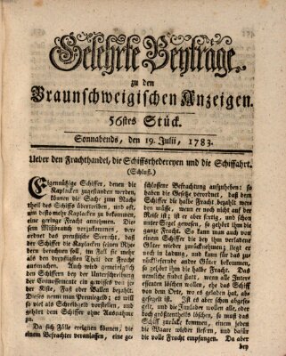 Braunschweigische Anzeigen Samstag 19. Juli 1783