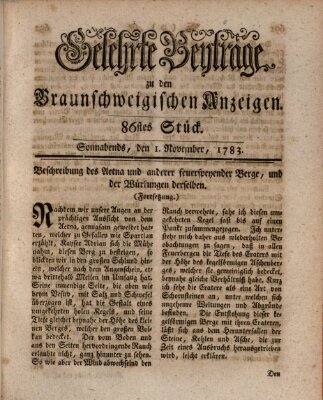 Braunschweigische Anzeigen Samstag 1. November 1783