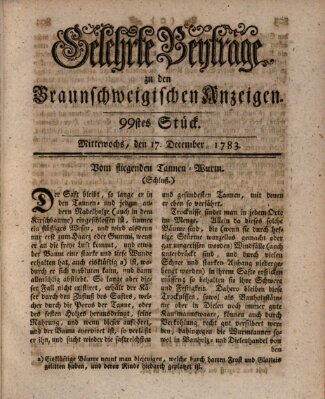 Braunschweigische Anzeigen Mittwoch 17. Dezember 1783