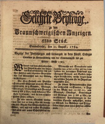 Braunschweigische Anzeigen Samstag 21. August 1784