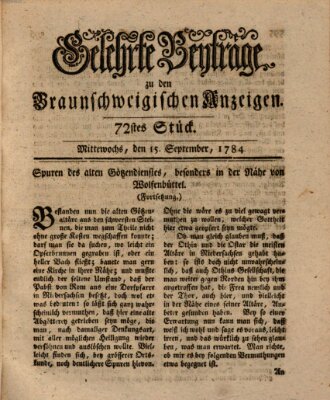 Braunschweigische Anzeigen Mittwoch 15. September 1784