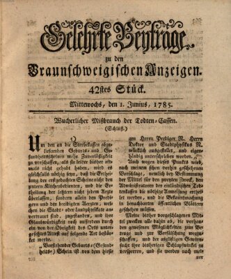 Braunschweigische Anzeigen Mittwoch 1. Juni 1785