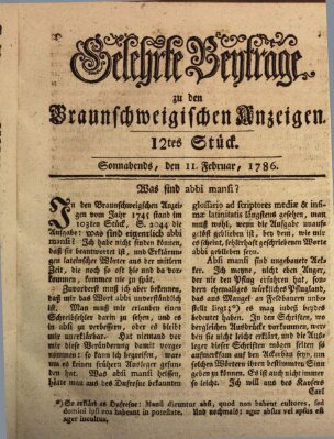 Braunschweigische Anzeigen Samstag 11. Februar 1786