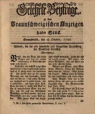Braunschweigische Anzeigen Samstag 28. Oktober 1786