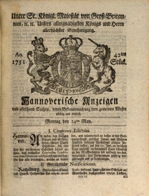 Hannoversche Anzeigen Montag 24. Mai 1751