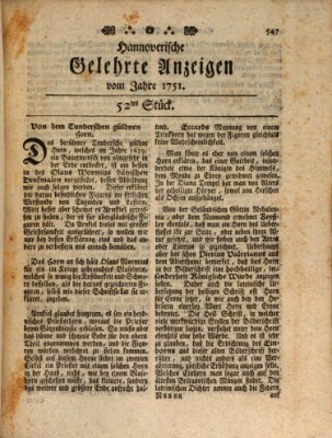 Hannoverische gelehrte Anzeigen (Hannoversche Anzeigen) Montag 28. Juni 1751
