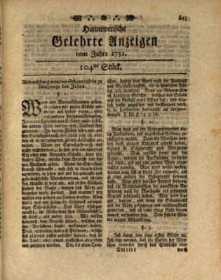 Hannoverische gelehrte Anzeigen (Hannoversche Anzeigen) Sonntag 26. Dezember 1751