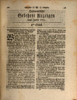 Hannoverische gelehrte Anzeigen (Hannoversche Anzeigen) Freitag 28. Januar 1752