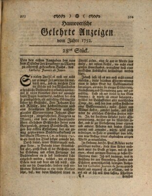 Hannoverische gelehrte Anzeigen (Hannoversche Anzeigen) Freitag 7. April 1752