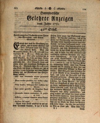 Hannoverische gelehrte Anzeigen (Hannoversche Anzeigen) Freitag 26. Mai 1752