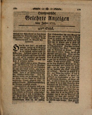 Hannoverische gelehrte Anzeigen (Hannoversche Anzeigen) Freitag 18. Mai 1753