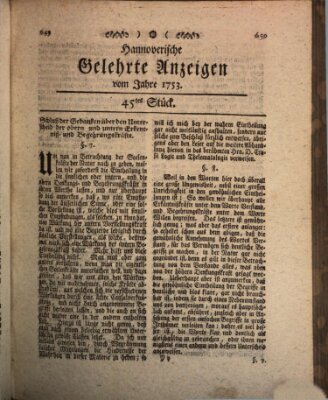 Hannoverische gelehrte Anzeigen (Hannoversche Anzeigen) Montag 4. Juni 1753