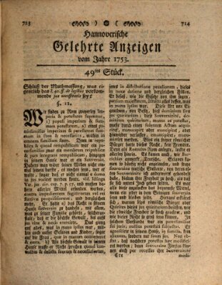 Hannoverische gelehrte Anzeigen (Hannoversche Anzeigen) Montag 18. Juni 1753