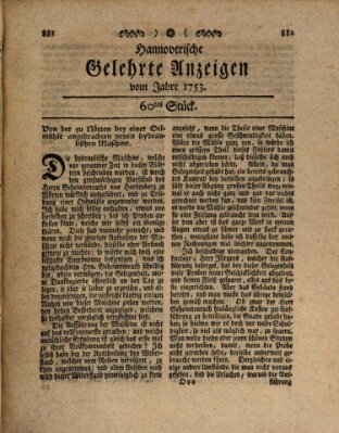 Hannoverische gelehrte Anzeigen (Hannoversche Anzeigen) Freitag 27. Juli 1753