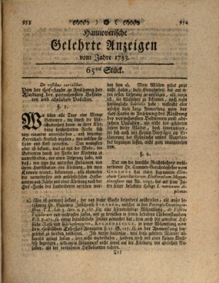 Hannoverische gelehrte Anzeigen (Hannoversche Anzeigen) Montag 13. August 1753