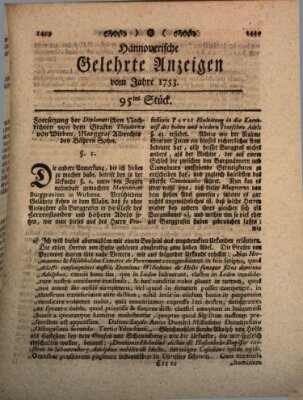 Hannoverische gelehrte Anzeigen (Hannoversche Anzeigen) Montag 26. November 1753