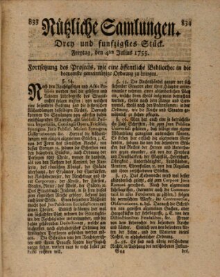 Nützliche Samlungen (Hannoversche Anzeigen) Freitag 4. Juli 1755