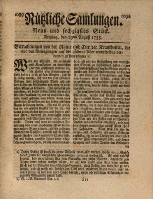 Nützliche Samlungen (Hannoversche Anzeigen) Freitag 29. August 1755