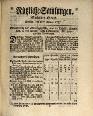 Nützliche Samlungen (Hannoversche Anzeigen) Freitag 21. Januar 1757
