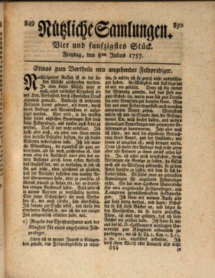 Nützliche Samlungen (Hannoversche Anzeigen) Freitag 8. Juli 1757