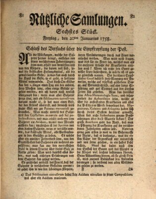 Nützliche Samlungen (Hannoversche Anzeigen) Freitag 20. Januar 1758