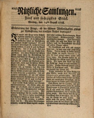 Nützliche Samlungen (Hannoversche Anzeigen) Montag 14. August 1758