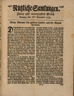 Nützliche Samlungen (Hannoversche Anzeigen) Freitag 17. November 1758