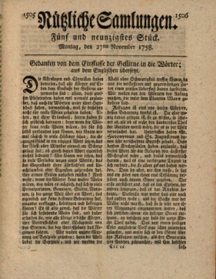 Nützliche Samlungen (Hannoversche Anzeigen) Montag 27. November 1758