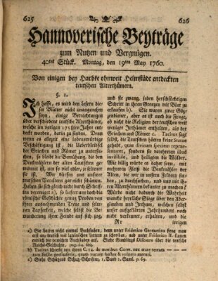 Hannoverische Beyträge zum Nutzen und Vergnügen (Hannoversche Anzeigen) Montag 19. Mai 1760