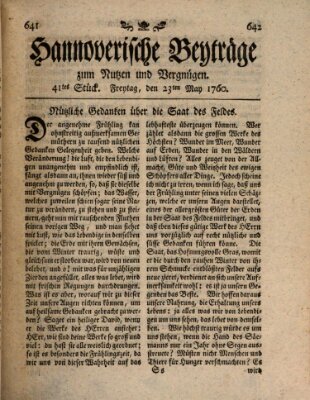 Hannoverische Beyträge zum Nutzen und Vergnügen (Hannoversche Anzeigen) Freitag 23. Mai 1760