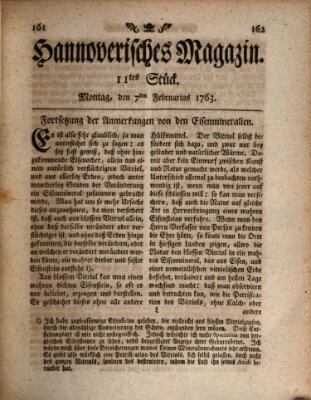 Hannoverisches Magazin (Hannoversche Anzeigen) Montag 7. Februar 1763