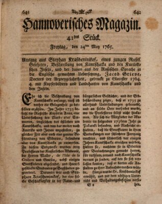 Hannoverisches Magazin (Hannoversche Anzeigen) Freitag 24. Mai 1765