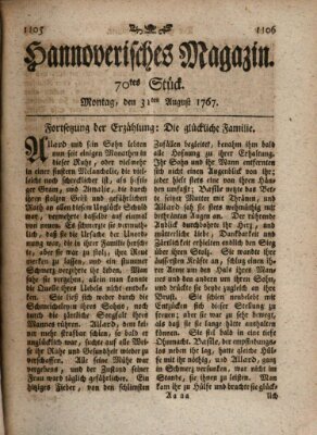 Hannoverisches Magazin (Hannoversche Anzeigen) Montag 31. August 1767