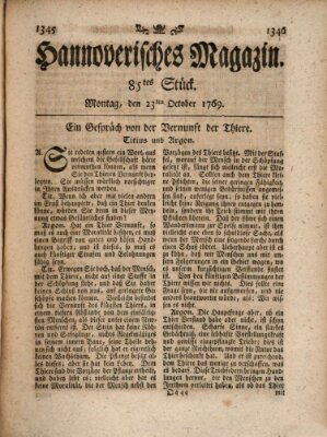 Hannoverisches Magazin (Hannoversche Anzeigen) Montag 23. Oktober 1769