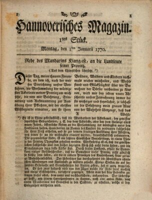 Hannoverisches Magazin (Hannoversche Anzeigen) Montag 1. Januar 1770