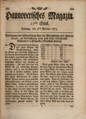 Hannoverisches Magazin (Hannoversche Anzeigen) Freitag 5. Februar 1773