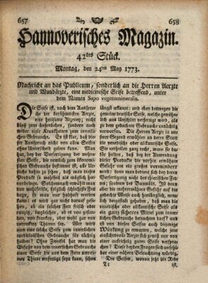 Hannoverisches Magazin (Hannoversche Anzeigen) Montag 24. Mai 1773