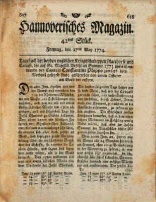 Hannoverisches Magazin (Hannoversche Anzeigen) Freitag 27. Mai 1774