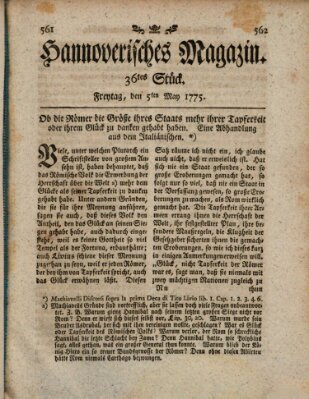 Hannoverisches Magazin (Hannoversche Anzeigen) Freitag 5. Mai 1775