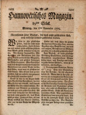 Hannoverisches Magazin (Hannoversche Anzeigen) Montag 6. November 1775