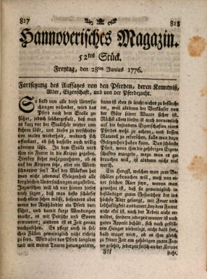 Hannoverisches Magazin (Hannoversche Anzeigen) Freitag 28. Juni 1776