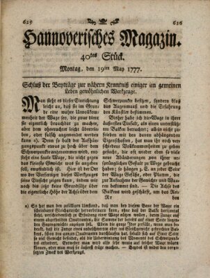 Hannoverisches Magazin (Hannoversche Anzeigen) Montag 19. Mai 1777