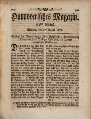 Hannoverisches Magazin (Hannoversche Anzeigen) Montag 2. August 1779
