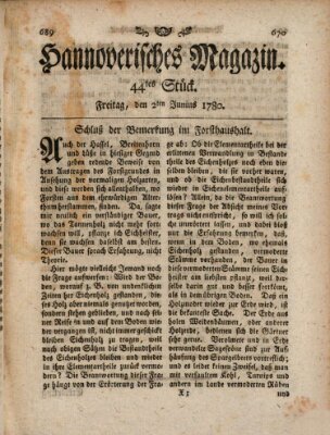 Hannoverisches Magazin (Hannoversche Anzeigen) Freitag 2. Juni 1780