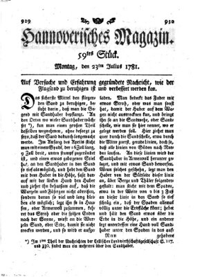 Hannoverisches Magazin (Hannoversche Anzeigen) Montag 23. Juli 1781