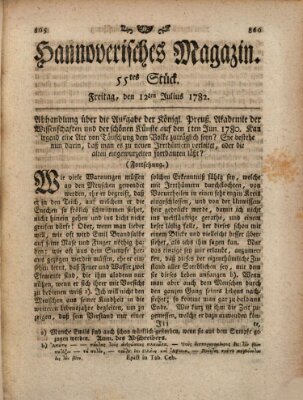 Hannoverisches Magazin (Hannoversche Anzeigen) Freitag 12. Juli 1782