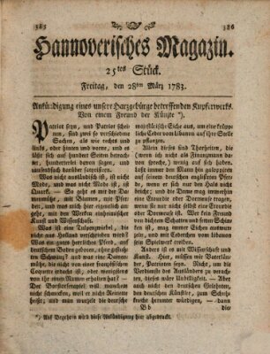 Hannoverisches Magazin (Hannoversche Anzeigen) Freitag 28. März 1783