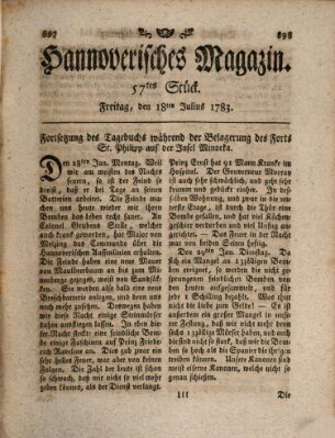 Hannoverisches Magazin (Hannoversche Anzeigen) Freitag 18. Juli 1783