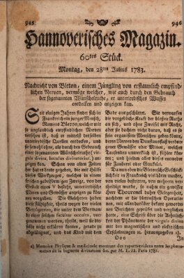 Hannoverisches Magazin (Hannoversche Anzeigen) Montag 28. Juli 1783